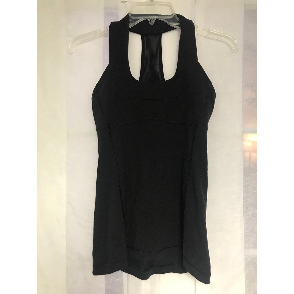 Lululemon Ta Ta Tamer Tank‎ Top Black Racerback Built-in Bra Womens Size 4